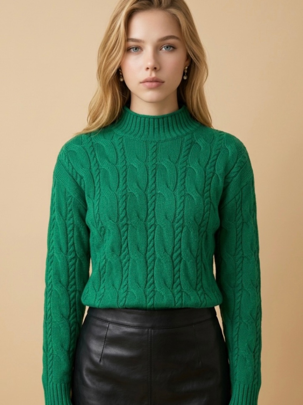 Kaily K. Kelly Green Cable Knit Cottagecore Casual Sweater-S